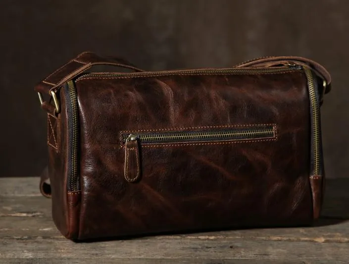 Leather Mens Cool Shoulder Bag Barrel Bag Messenger Bag for men