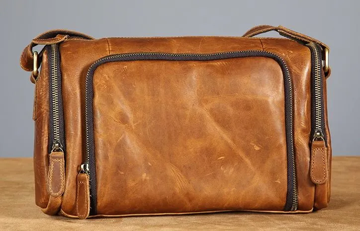 Leather Mens Cool Shoulder Bag Barrel Bag Messenger Bag for men
