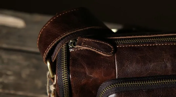 Leather Mens Cool Shoulder Bag Barrel Bag Messenger Bag for men