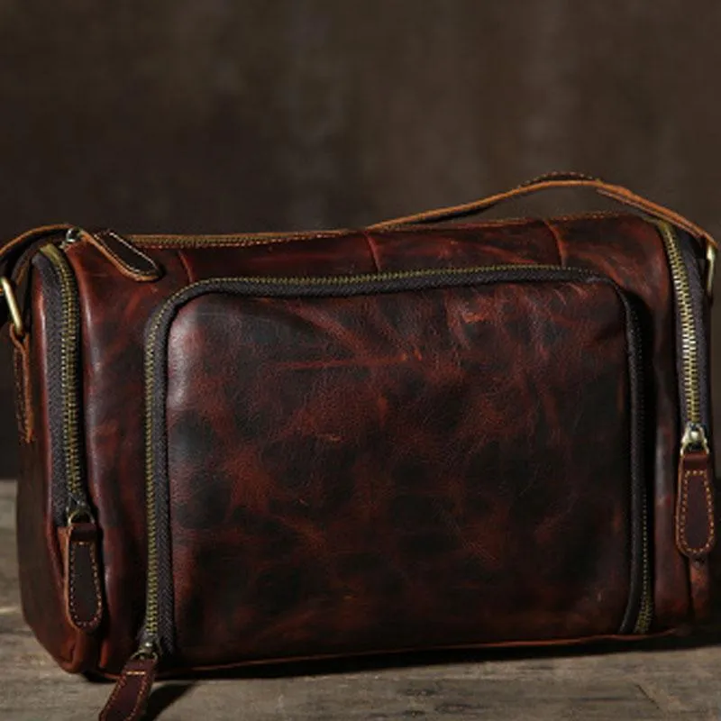 Leather Mens Cool Shoulder Bag Barrel Bag Messenger Bag for men