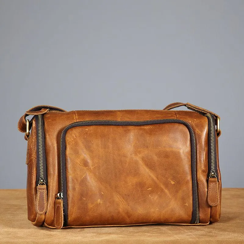 Leather Mens Cool Shoulder Bag Barrel Bag Messenger Bag for men