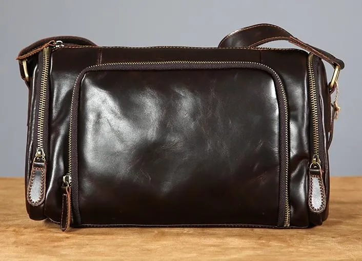 Leather Mens Cool Shoulder Bag Barrel Bag Messenger Bag for men