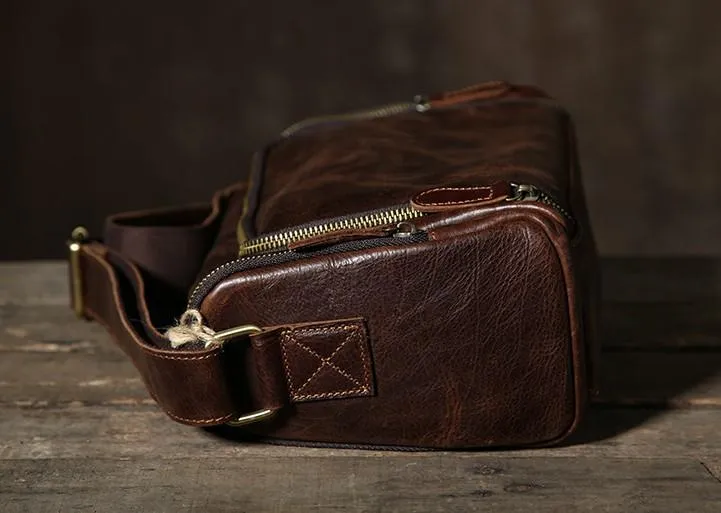 Leather Mens Cool Shoulder Bag Barrel Bag Messenger Bag for men