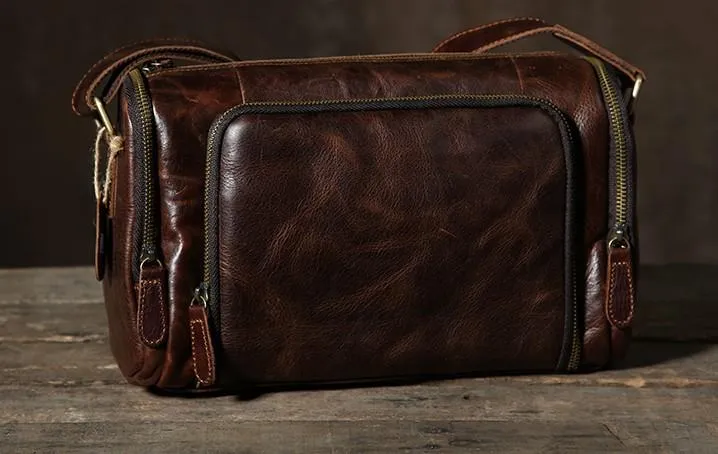 Leather Mens Cool Shoulder Bag Barrel Bag Messenger Bag for men
