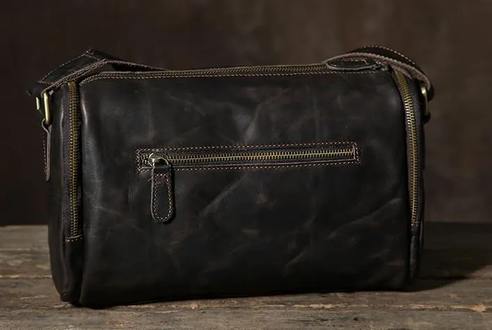 Leather Mens Cool Shoulder Bag Barrel Bag Messenger Bag for men