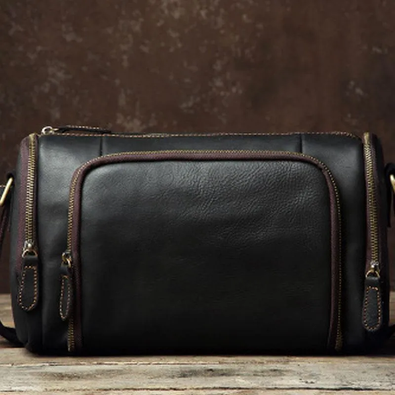 Leather Mens Cool Shoulder Bag Barrel Bag Messenger Bag for men