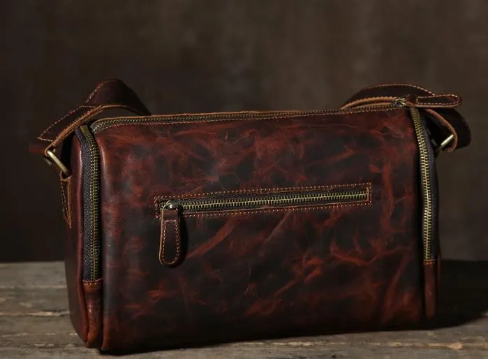 Leather Mens Cool Shoulder Bag Barrel Bag Messenger Bag for men