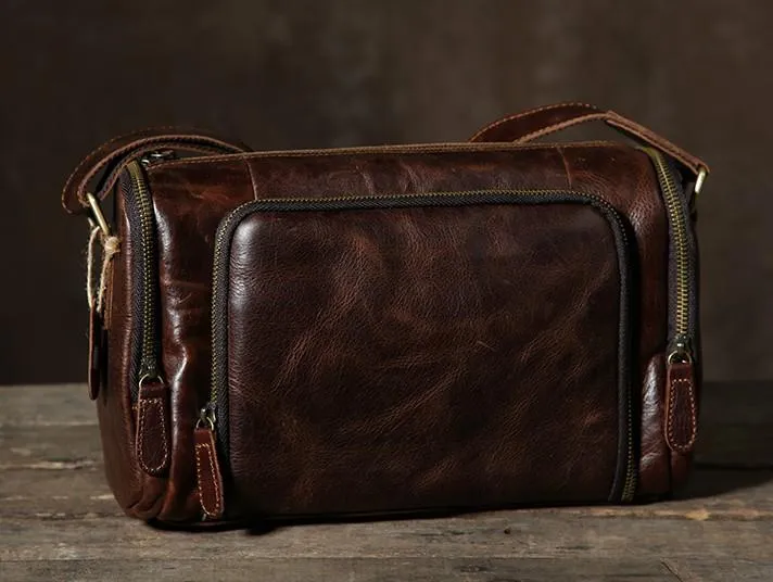 Leather Mens Cool Shoulder Bag Barrel Bag Messenger Bag for men
