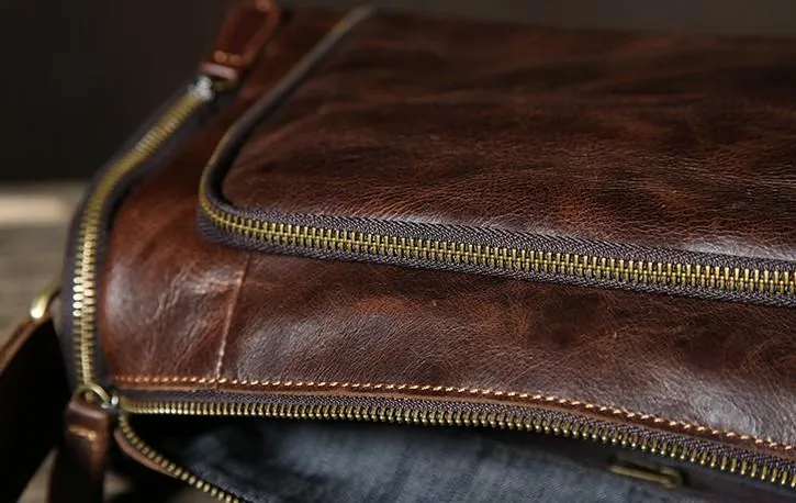 Leather Mens Cool Shoulder Bag Barrel Bag Messenger Bag for men