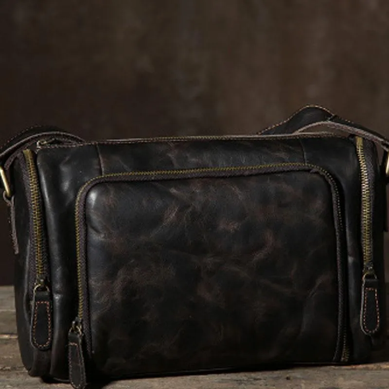 Leather Mens Cool Shoulder Bag Barrel Bag Messenger Bag for men