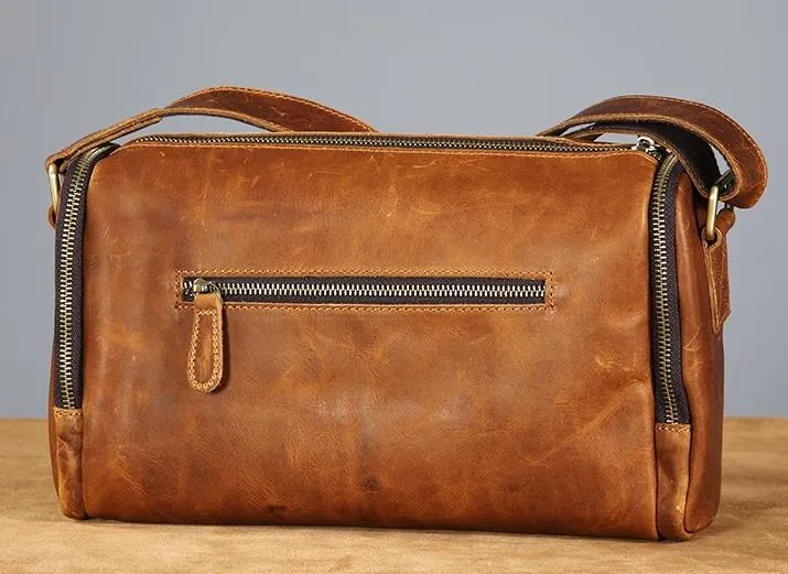 Leather Mens Cool Shoulder Bag Barrel Bag Messenger Bag for men