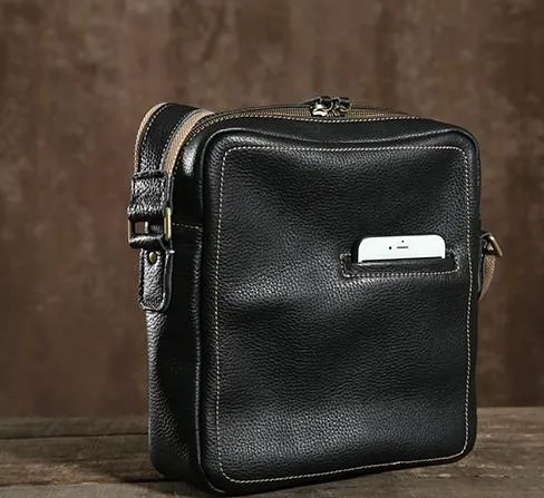 Leather Mens Cool Small Shoulder Bag Messenger Bag Cycling Bag for men