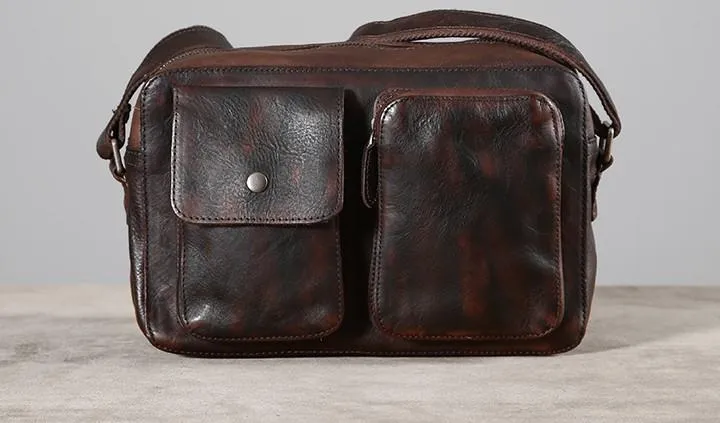 Leather Mens Cool Small Shoulder Bag Messenger Bag Cycling Bag for men