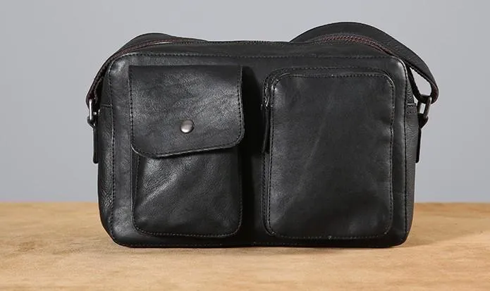 Leather Mens Cool Small Shoulder Bag Messenger Bag Cycling Bag for men