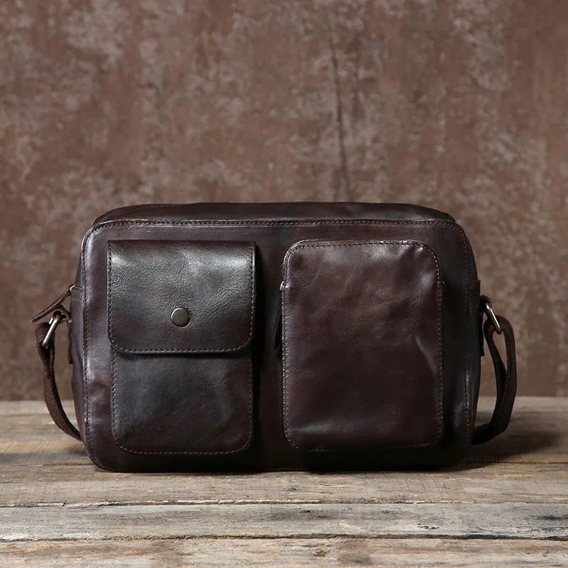 Leather Mens Cool Small Shoulder Bag Messenger Bag Cycling Bag for men