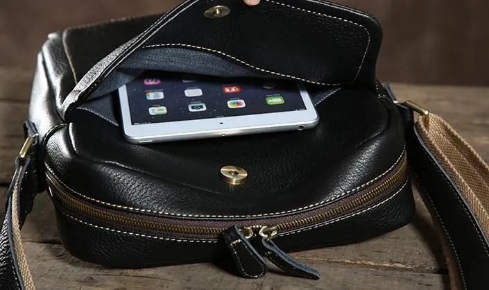 Leather Mens Cool Small Shoulder Bag Messenger Bag Cycling Bag for men