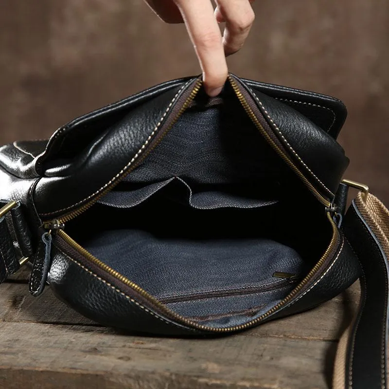 Leather Mens Cool Small Shoulder Bag Messenger Bag Cycling Bag for men