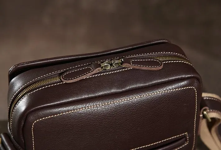 Leather Mens Cool Small Shoulder Bag Messenger Bag Cycling Bag for men