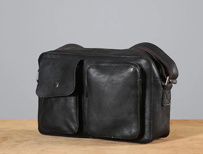 Leather Mens Cool Small Shoulder Bag Messenger Bag Cycling Bag for men