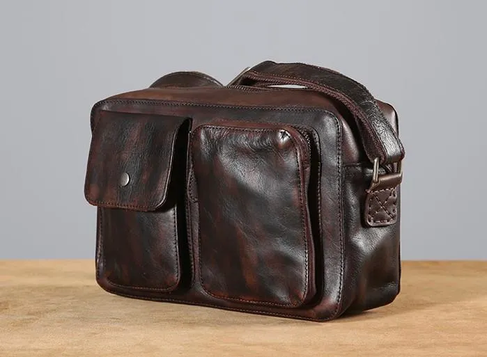 Leather Mens Cool Small Shoulder Bag Messenger Bag Cycling Bag for men