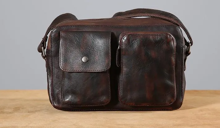 Leather Mens Cool Small Shoulder Bag Messenger Bag Cycling Bag for men