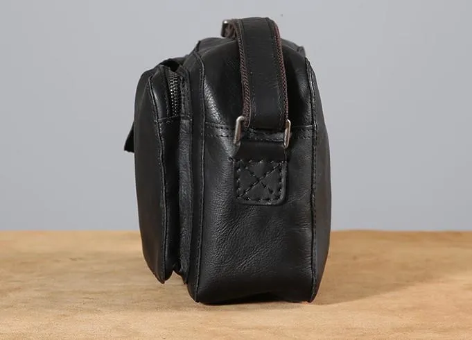 Leather Mens Cool Small Shoulder Bag Messenger Bag Cycling Bag for men