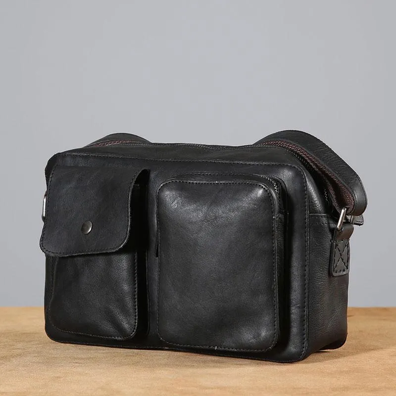 Leather Mens Cool Small Shoulder Bag Messenger Bag Cycling Bag for men