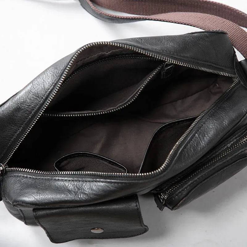 Leather Mens Cool Small Shoulder Bag Messenger Bag Cycling Bag for men