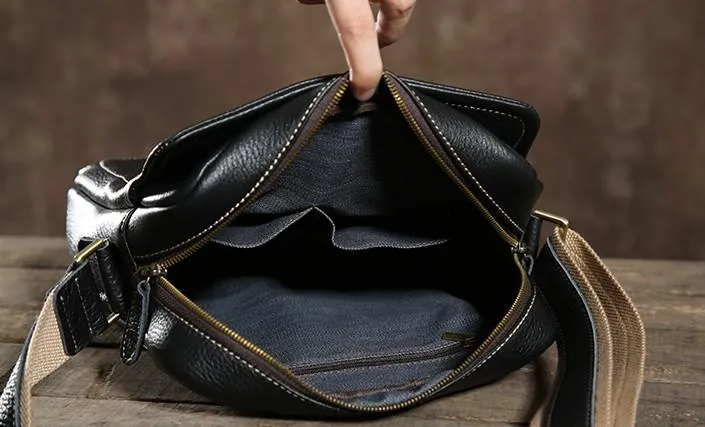 Leather Mens Cool Small Shoulder Bag Messenger Bag Cycling Bag for men