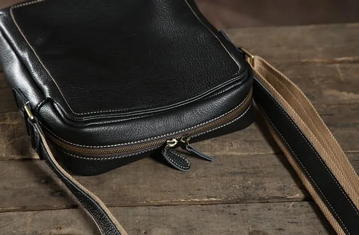 Leather Mens Cool Small Shoulder Bag Messenger Bag Cycling Bag for men