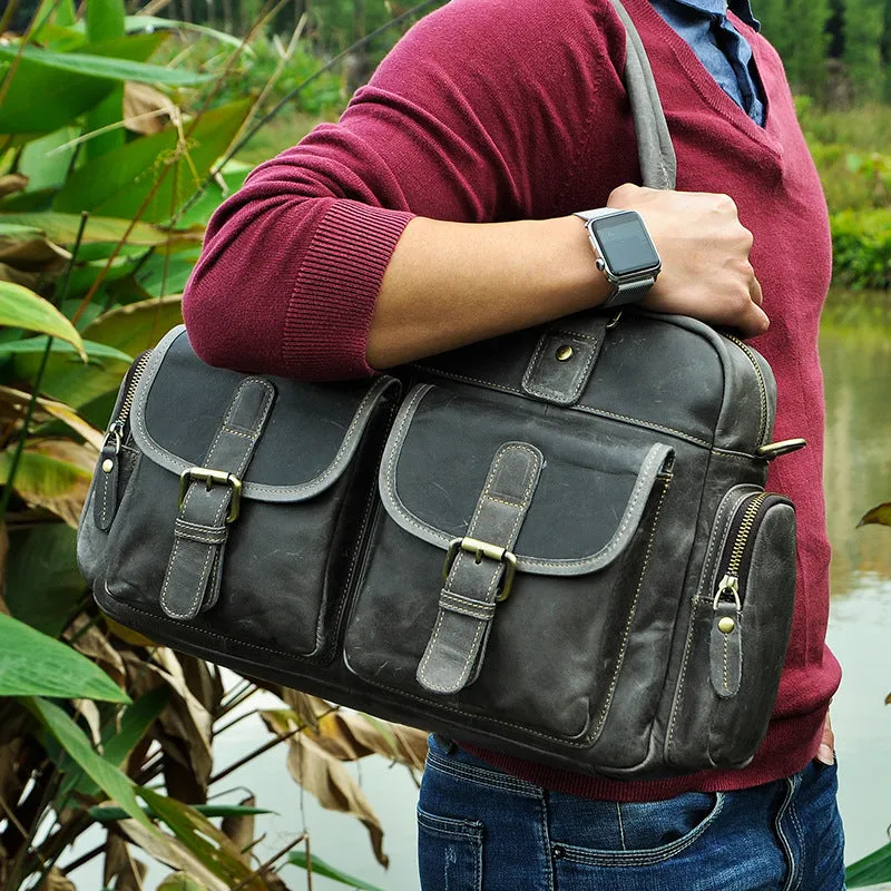 Leather Mens Messenger Bag Travel Bag Shoulder Bag Business Bag for men