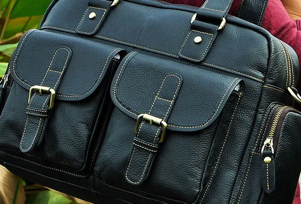 Leather Mens Messenger Bag Travel Bag Shoulder Bag Business Bag for men
