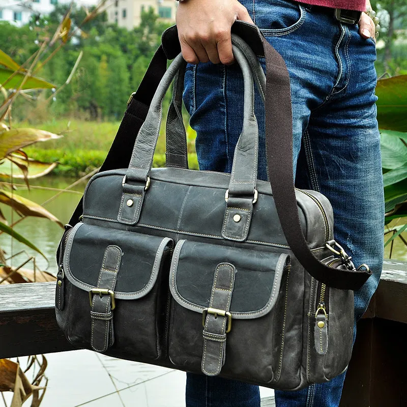 Leather Mens Messenger Bag Travel Bag Shoulder Bag Business Bag for men