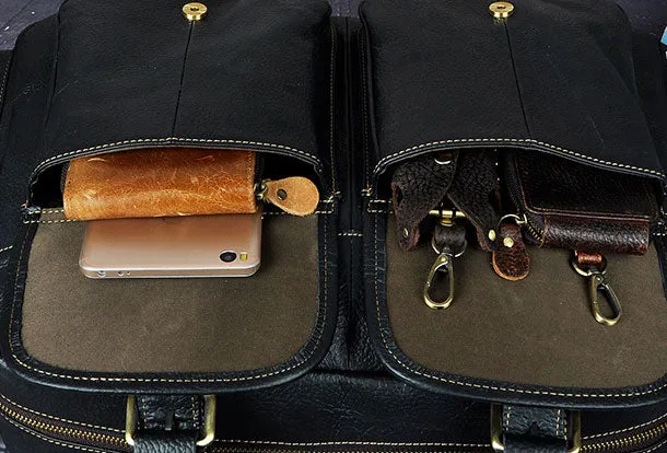 Leather Mens Messenger Bag Travel Bag Shoulder Bag Business Bag for men