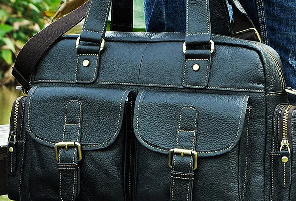 Leather Mens Messenger Bag Travel Bag Shoulder Bag Business Bag for men