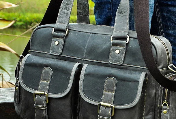 Leather Mens Messenger Bag Travel Bag Shoulder Bag Business Bag for men