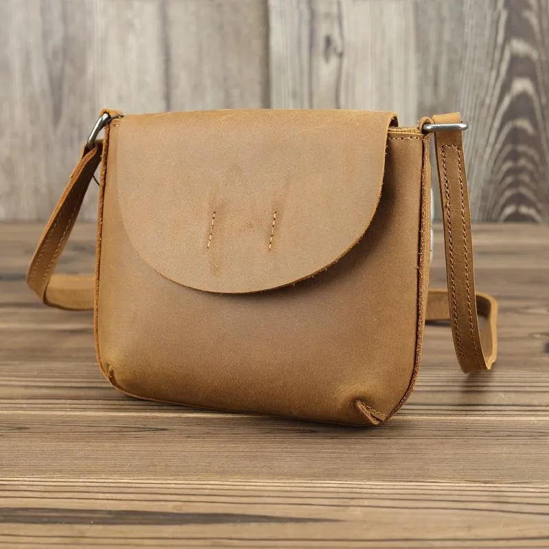 LEATHER MEN'S Small Side bag Brown Side Bag Mini MESSENGER BAG Courier Bag FOR MEN