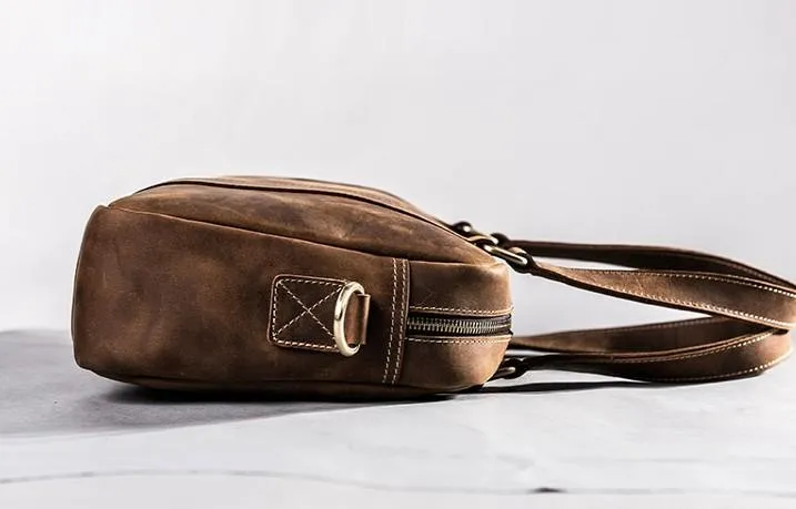 Leather Small Messenger Bag for men Vintage Handbag Shoulder Bag for men