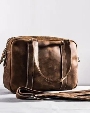 Leather Small Messenger Bag for men Vintage Handbag Shoulder Bag for men