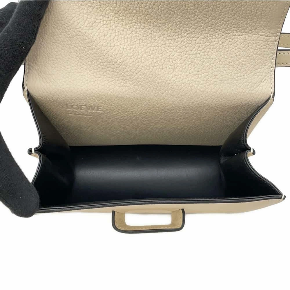LOEWE Barcelona Shoulder Bag Ivory Leather Size Mini