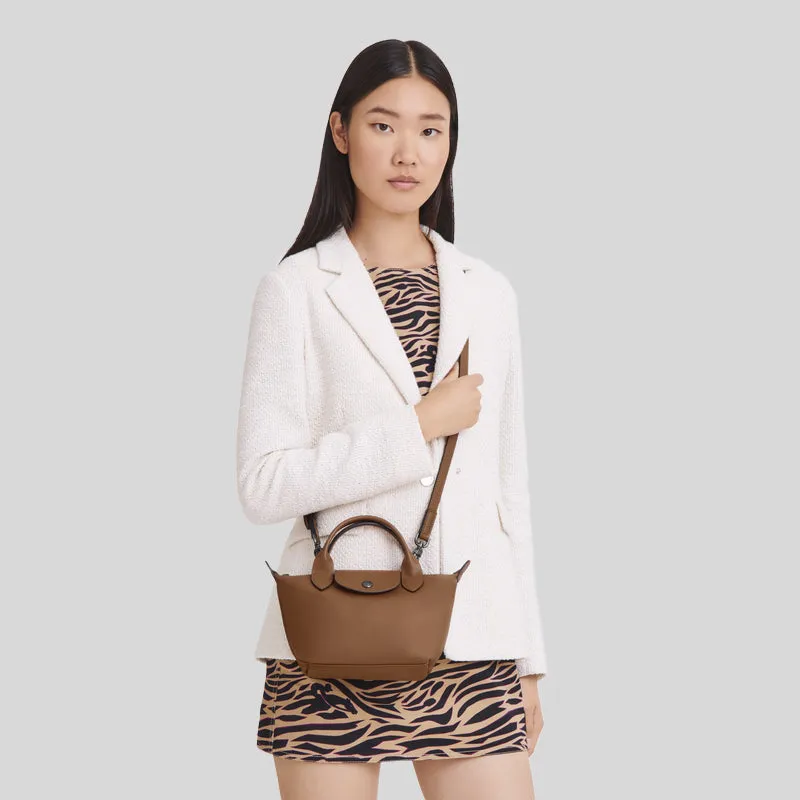 LONGCHAMP Le Pliage Extra XS Leather Handbag Cognac L1500987