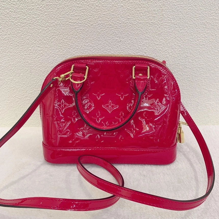 Louis Vuitton Alma BB Red Monogram Vernis Crossbody Bag