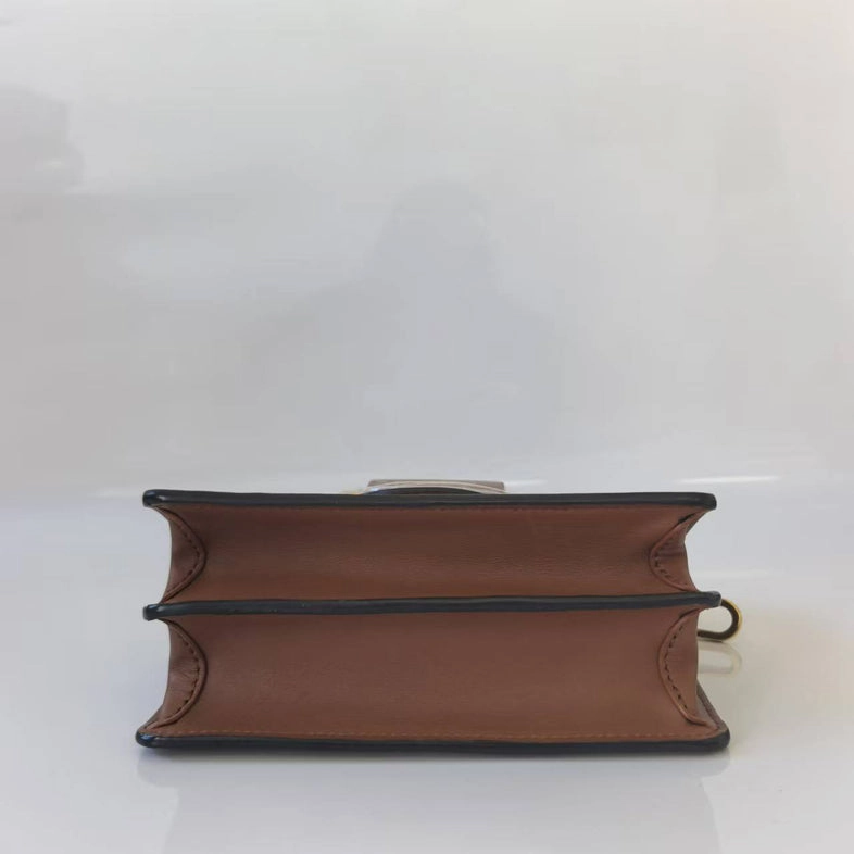 Louis Vuitton Dauphine Brown White Leather Classic Flap Crossbody Bag