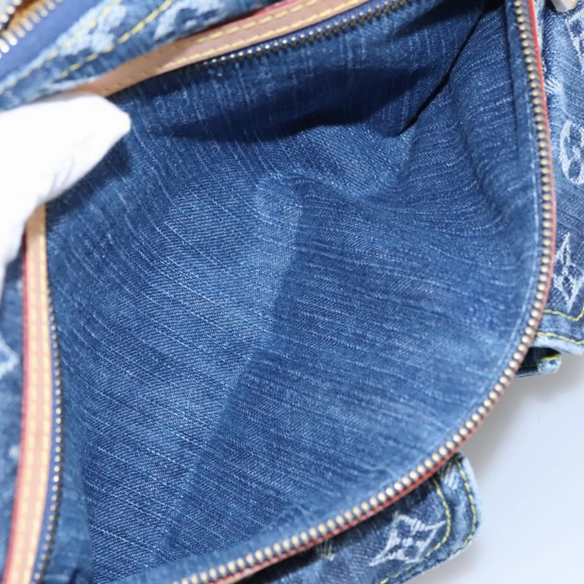 LOUIS VUITTON Monogram denim Buggy PM Shoulder Bag Blue M95049 LV yk16138S