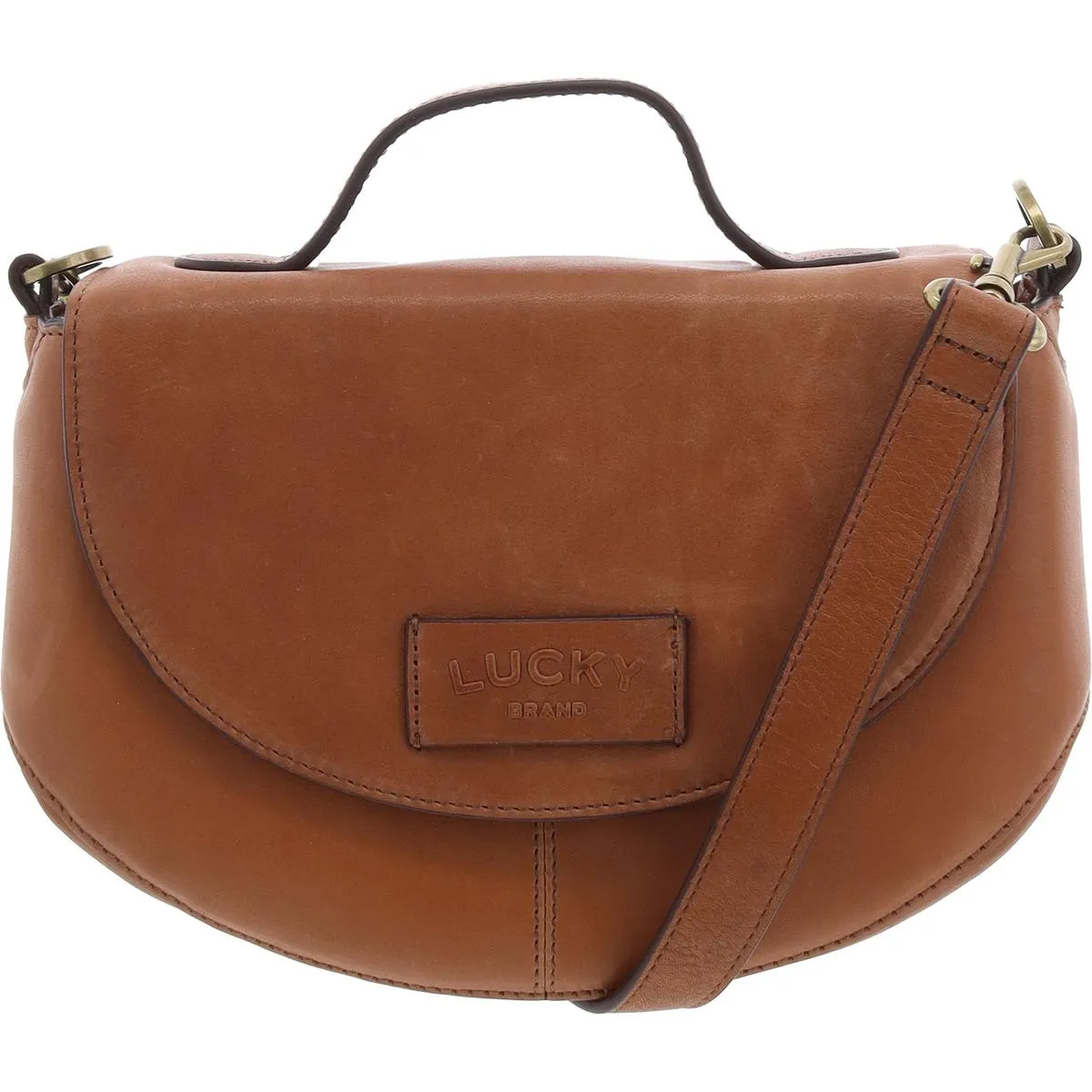 Lynn Womens Logo Leather Crossbody Handbag