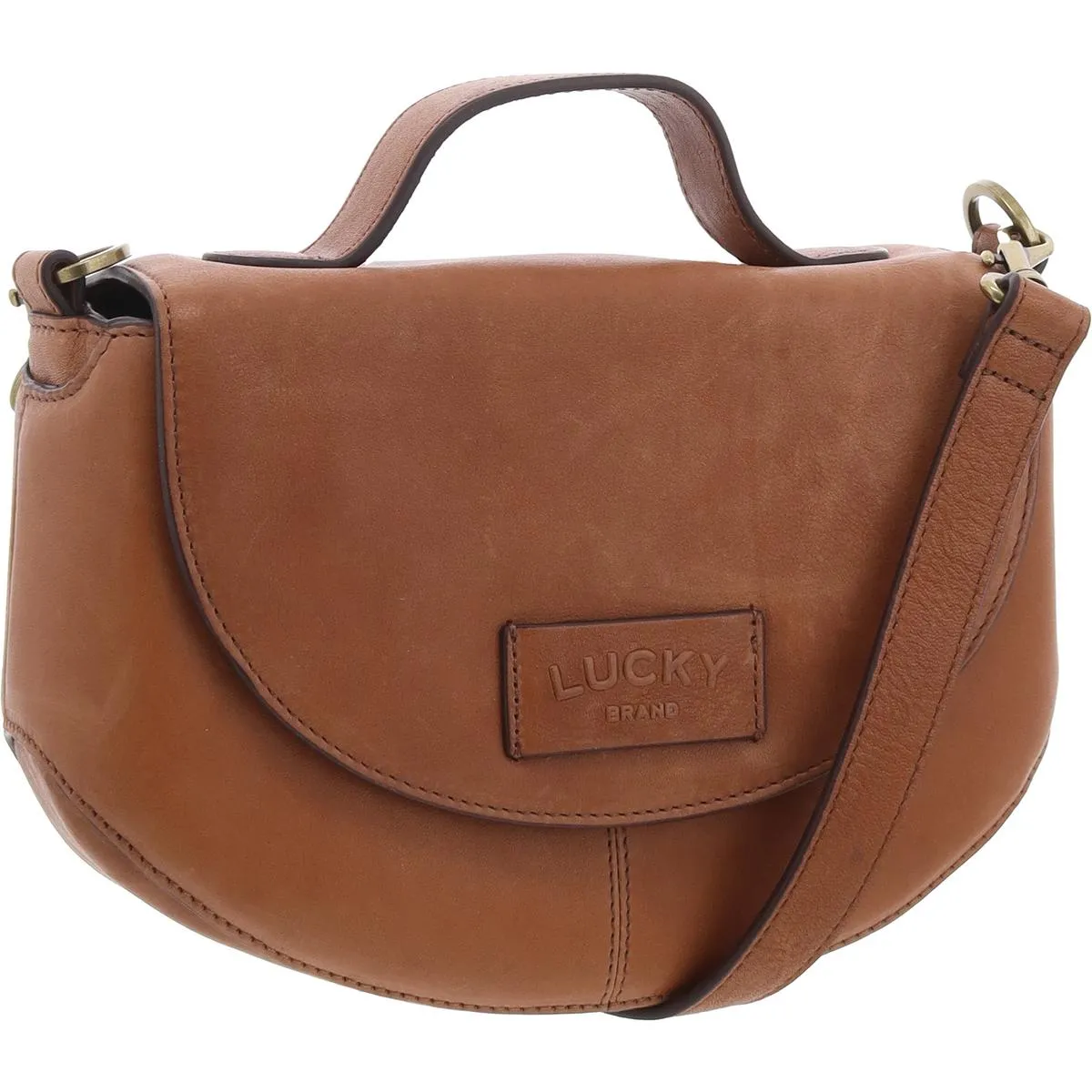 Lynn Womens Logo Leather Crossbody Handbag