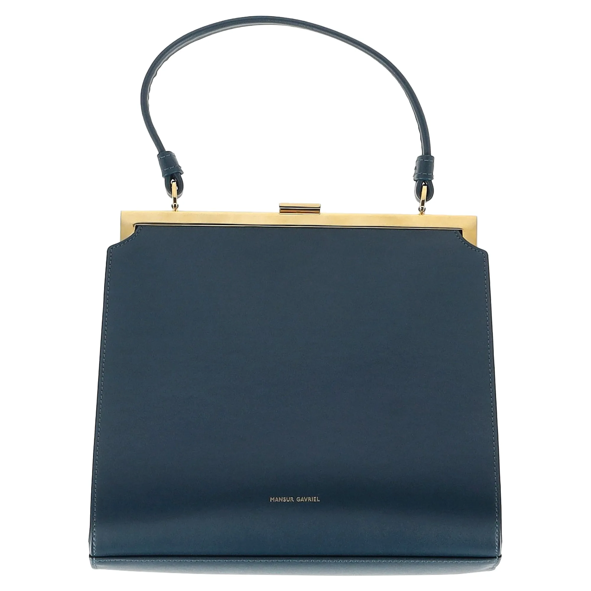 Mansur Gavriel Clasp Top Handle Bag in Blue Leather