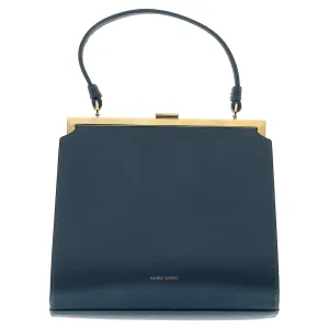 Mansur Gavriel Clasp Top Handle Bag in Blue Leather