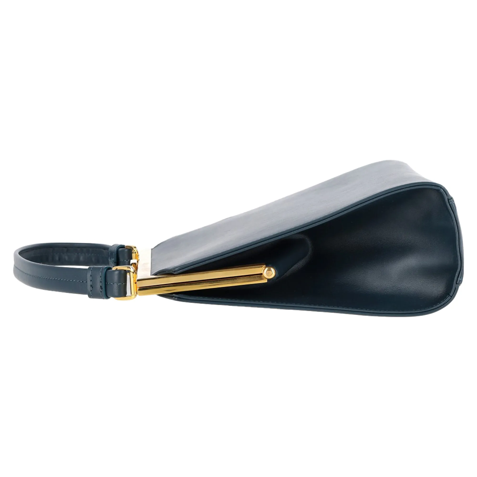 Mansur Gavriel Clasp Top Handle Bag in Blue Leather