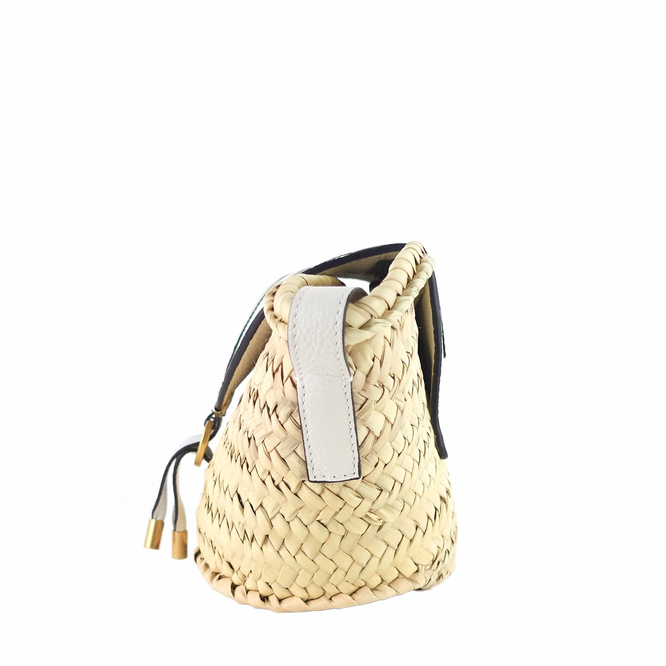 Marcie Mini Raffia and Leather Crossbody Bag